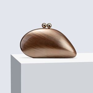 Sleek Brown Metallic Clutch Bag